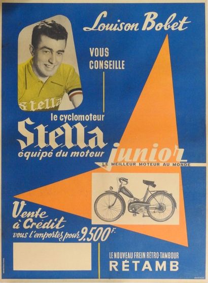 null Affiche «Le cyclomoteur Stella,
Louison Bobet vous le conseille»
Vers 1950
Entoilée
79...