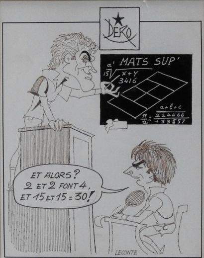 null Déro
Caricature de presse originale
A Roland Garros, Mat Wilander donne un cours...