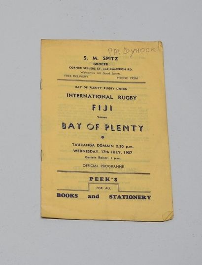 null FIDJI, Programme, 1957
International Rugby: Fidji versus Bay of Plenty, à Tauranga,...