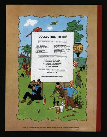 HERGÉ Tintin en Amérique 4ème plat B21 bis 1957
Très bel exemplaire, proche neuf