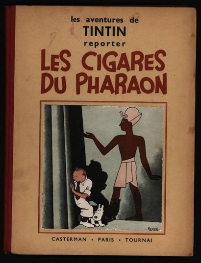 HERGÉ Tintin Les Cigares du Pharaon 4ème plat A6 1938
Petite image collée, 4 HT Trés...