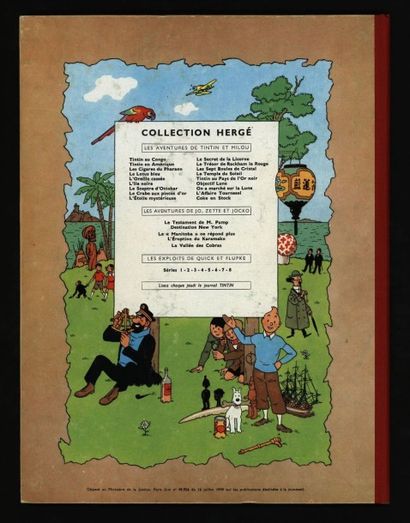 HERGÉ Tintin L'ile Noire 4ème plat B26 1958/59
Superbe exemplaire, tout proche de...