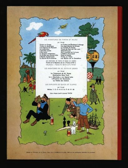 HERGÉ Tintin Le Crabe aux Pinces d'Or 4ème plat B35 1964
Superbe exemplaire, très...