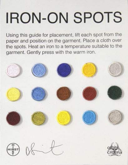 null Damien Hirst 
"Iron on spots" édité par Other Criteria 
Technique mixte et emboitage...