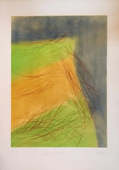 null Jean Messagier 

« Chute solutrienne »

Lithographie sur papier signé en bas...