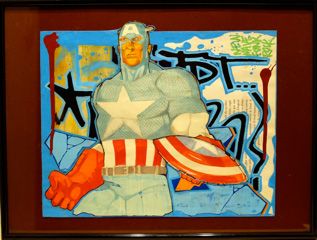 null Moze 

"Captain America"

Dessin et collage sur papier 

25 x 30 cm