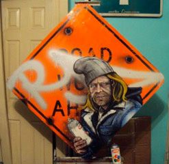 null RD357 

"Shameless" Frank Gallagher , 2016 

Graffiti sur panneau métallique...