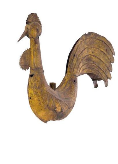 null Deux girouettes figurant des coqs en fer patiné 

XIX° siècle

H 56 cm