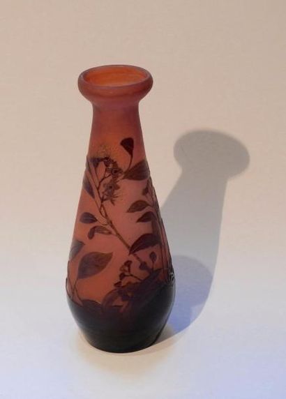 null Gallé

Vase en en verre multicouche à décor dégagé à l'acide de fleurs

H 20,5...