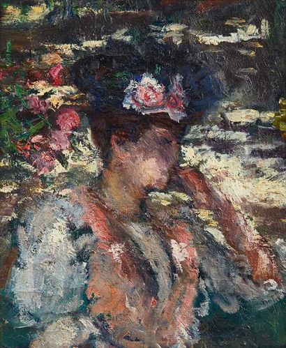 null Louis Leydet 

Femme au chapeau 

Huile sur papier

28 x 23 cm 