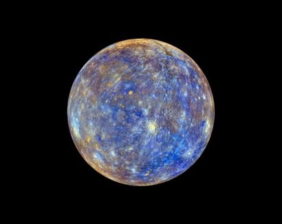 null NASA Planète Mercure. Image colorisée d'après les relevés de la campagne de...