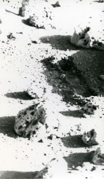 null NASA Planète Mars. Vue rapprochée de la tranchée creusée dans le sol martien...