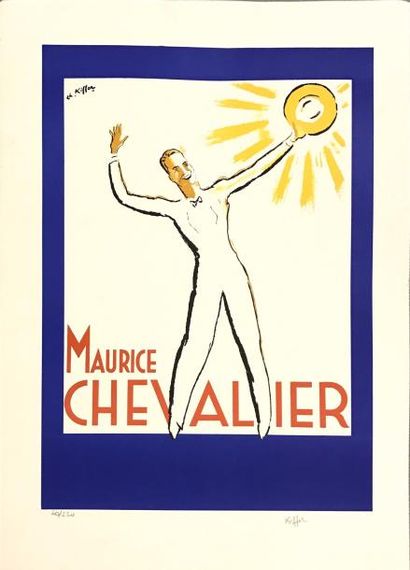 null Charles Kiffer 

Affiche sérigraphique Maurice Chevalier signée en bas à droite,...