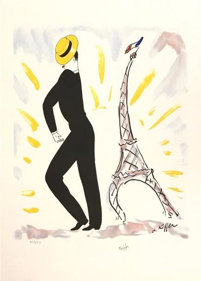 null Charles Kiffer 

Maurice Chevalier, tour Eiffel 

Sérigraphie signée en bas...