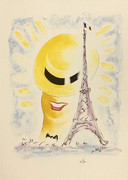 null Charles Kiffer 

Maurice Chevalier, tour Eiffel 

Sérigraphie signée en bas...