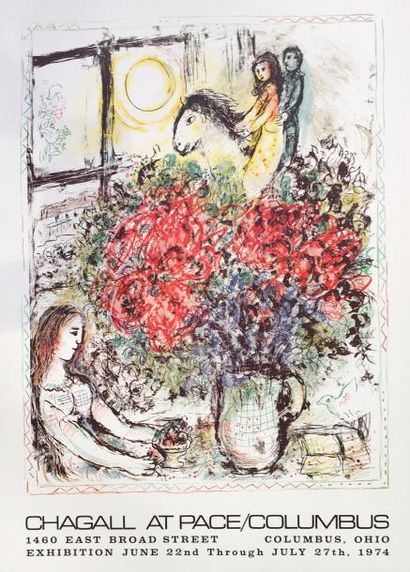 Marc CHAGALL (1887-1985) Affiche de l'exposition à la Pace Colombus, 1974
Sérigraphie...