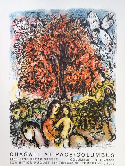 Marc CHAGALL (1887-1985) Affiche de l'exposition à la Pace Colombus, 1976
Sérigraphie...