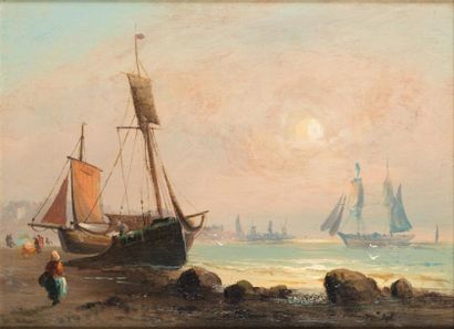 François Musin (1820-1888) 
Marine
Huile sur panneau 30 x 43 cm