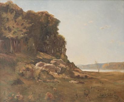 Louis CABIE (1854-1939) 
Paysage aux rochers
Huile sur toile signée et datée en bas...
