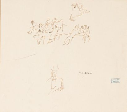 Jules PASCIN (1885-1930) 
Étude de personnages
Encre sur papier signé en bas vers...