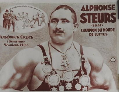 null Affiche. "Alphonse Steurs. Belge. Champion du monde de lutte. Instructeur de...