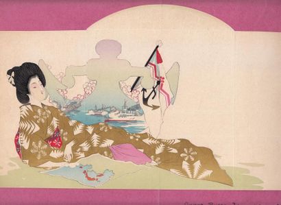 null Guerre Russo-Japonaise 1904: Ensemble de Six lithographies contrecollées représentant...