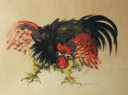 Erni Hans (1909-2015) (Ecole suisse) «Coq»
Lithographie signée dans la planche datée...