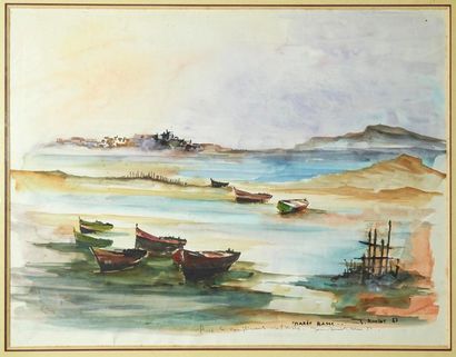 Amiot Jean (1920) «Marée basse»
Aquarelle sur papier signée en bas à droite et datée...