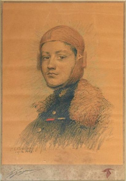 BRESLAU LOUISE CATHERINE (1856 - 1927) «Portrait de Guynemer»
Pastel signée et datée...