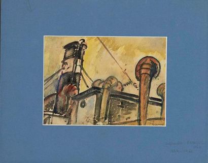 Fanning William Sanders (1887-1964) «Cheminées de paquebot»
Aquarelle sur papier...