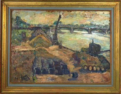 Capiello Suzanne (1880- 1969) «Bord de Seine en Normandie»
Huile sur panneau signée...