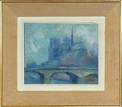 Lucien Ducuing (1896-1958) «Paris Notre Dame»
Huile sur contreplaqué signée en bas...