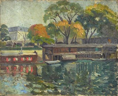 Marceau Etienne (1911-?) «La Seine avec le bateau lavoir et le Vert Galant»
Huile...