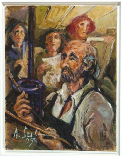 Szulc André (1947) «L'atelier de peinture»
Huile sur toile signée en bas à gauche...