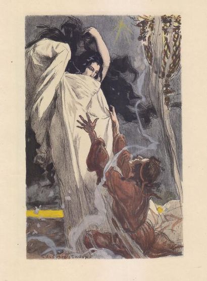 Auguste LEROUX (1871-1954) Deux ensembles d'estampes en couleur illustrant les histoires...