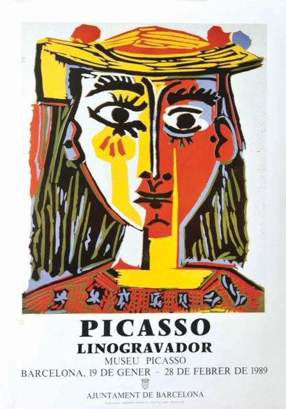 null Affiche Picasso: «Picasso linogravador» Museo Picasso. Barcelone. 1989.
74 x...