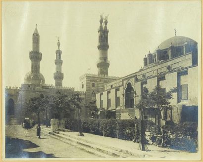 null Egypte
Ensemble de 5 photogravures couleur sépia, années 1920 et 2 photos noir...