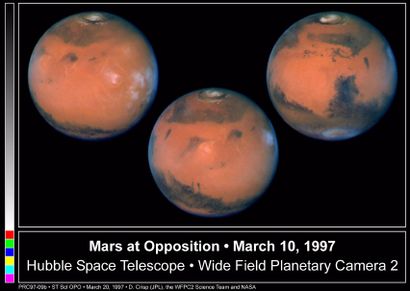 null Nasa. Vue d'une révolution complète de la planète Mars par le télescope Hubble....