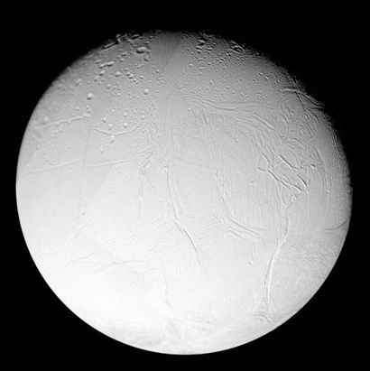 null Nasa. GRAND FORMAT. Magnifique vue de la lune de Saturne "Enceladus". L'image...