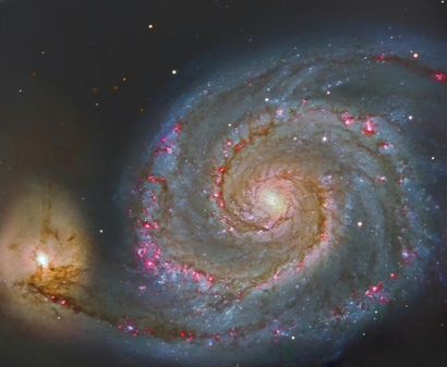 null Photographie astrophysique depuis la Terre montrant la galaxie M51 ou galaxie...