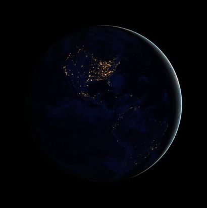 null Nasa. GRAND FORMAT. "Black Marble". Ici le continent américain. Exceptionnelle...