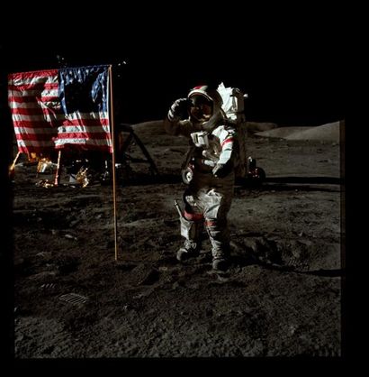 null Nasa. GRAND FORMAT. L'astronaute américain Eugène A. Cernan réalise le dernier...