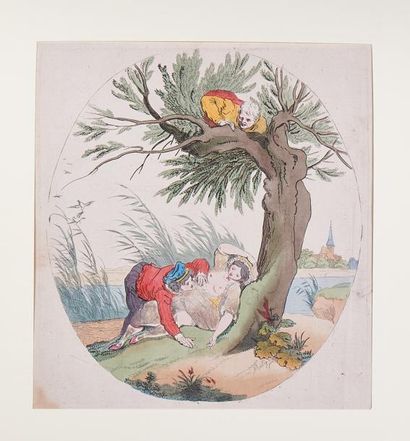 Johan Heinrich Ramberg (1763 - 1840) Deux estampes en couleur de caractère érotique.
13...