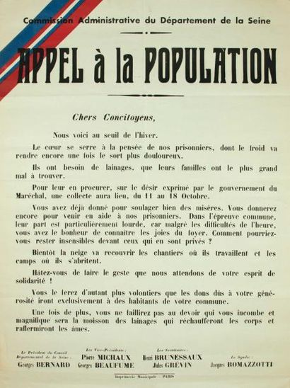 null Commission Administrative du département de la Seine «Appel à la population»...