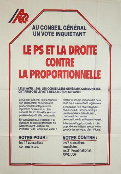 null "LE PS et la Droite AEC (affiche politique) "Imp. Grenier (120 x 80 cm) - Etat...