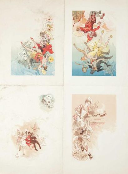 Jules Chéret Planche de quatre lithographies - Etat C - (64 × 48)