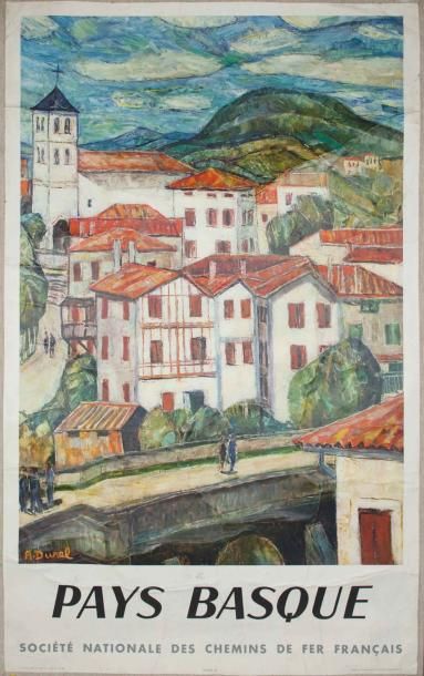 DUREL Auguste (1904 - 1993) "PAYS BASQUE 1959"Imp. Drager, for & by the French National...