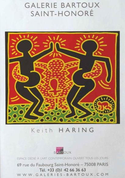 KEITH HARING (1958 - 1990) «Petits bonhommes» sans mention d'imprimeur Entoilée -...