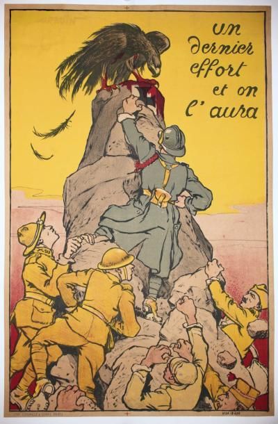 COURBOIN E «UN DERNIER EFFORT ET ON L'AURA» Imp. Cornille & Serre -Entoilée - Etat...