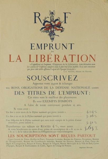 KLOTZ L. "EMPRUNT de la libération" 1918 - Impr. Nationale - Etat C - (87 x 66) 